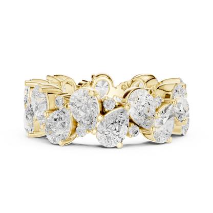 Pear Round Cut Lab Grown Diamond Ring in Yellow Gold
