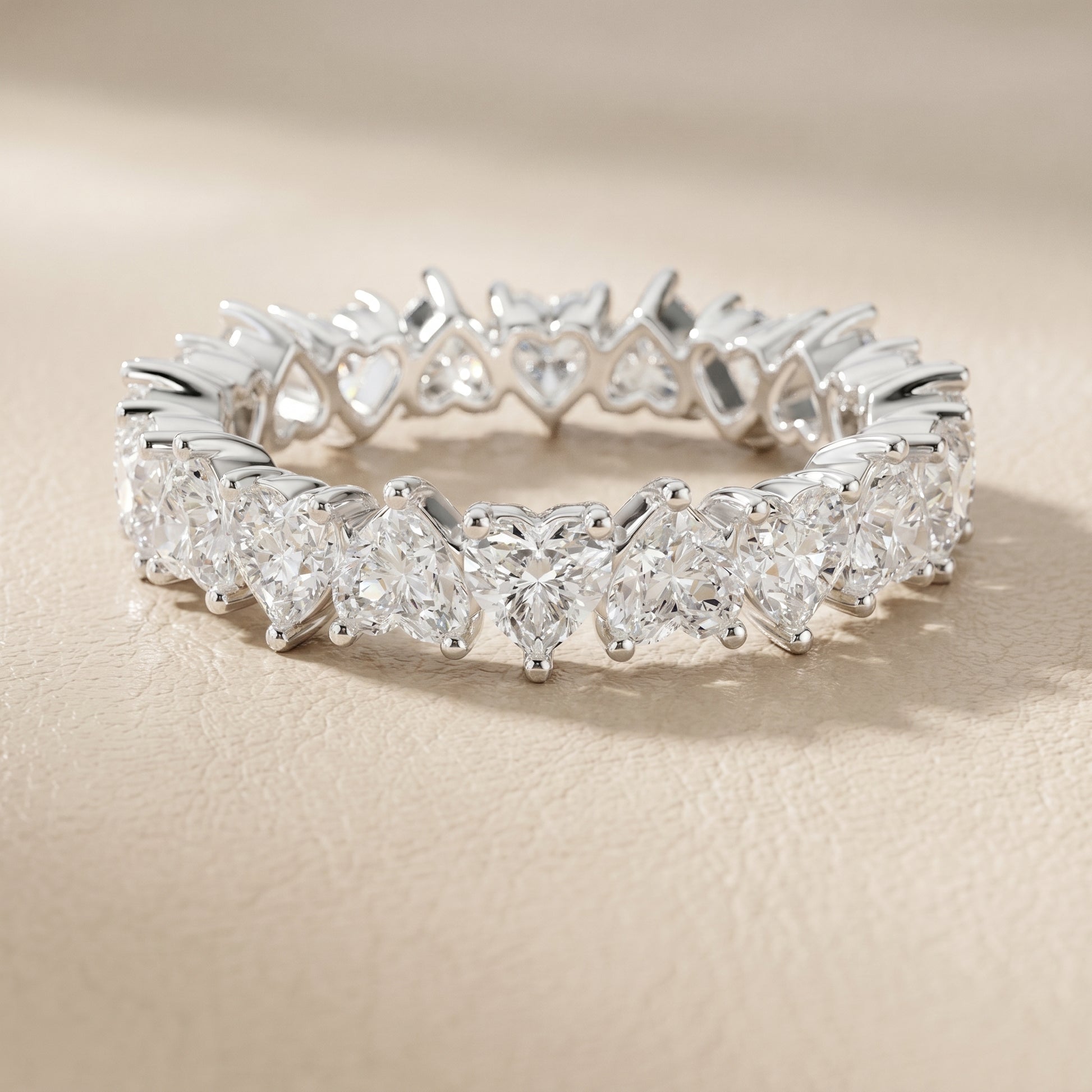 Heart Cut Lab Grown Diamond Ring in Silver
