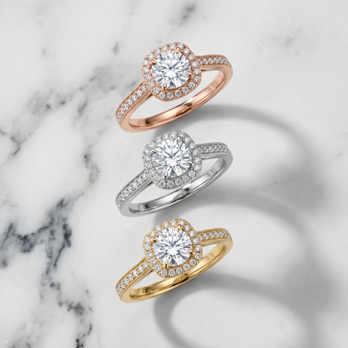Round Cut Lab Grown Diamond Ring in Rose Gold