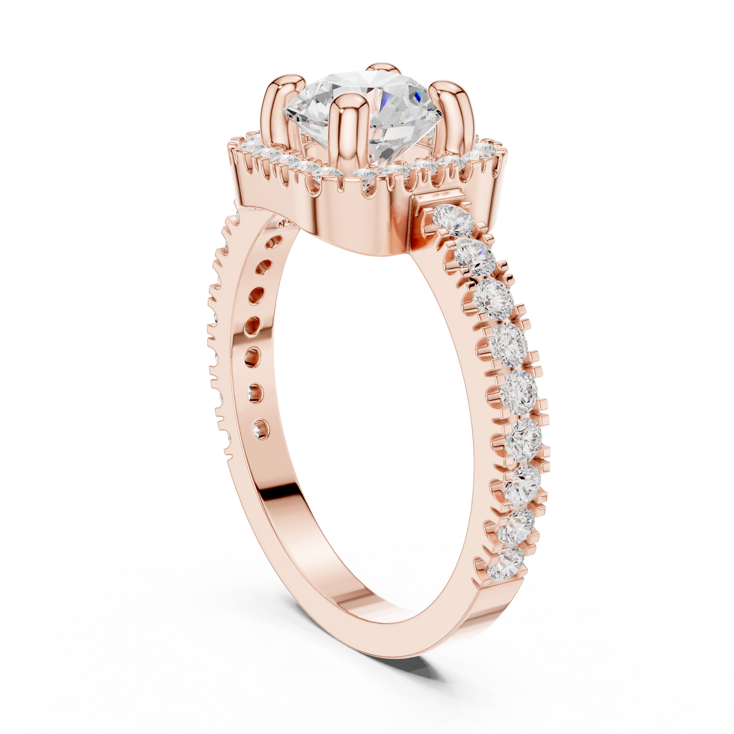 Round Cut Lab Grown Diamond Ring in Rose Gold