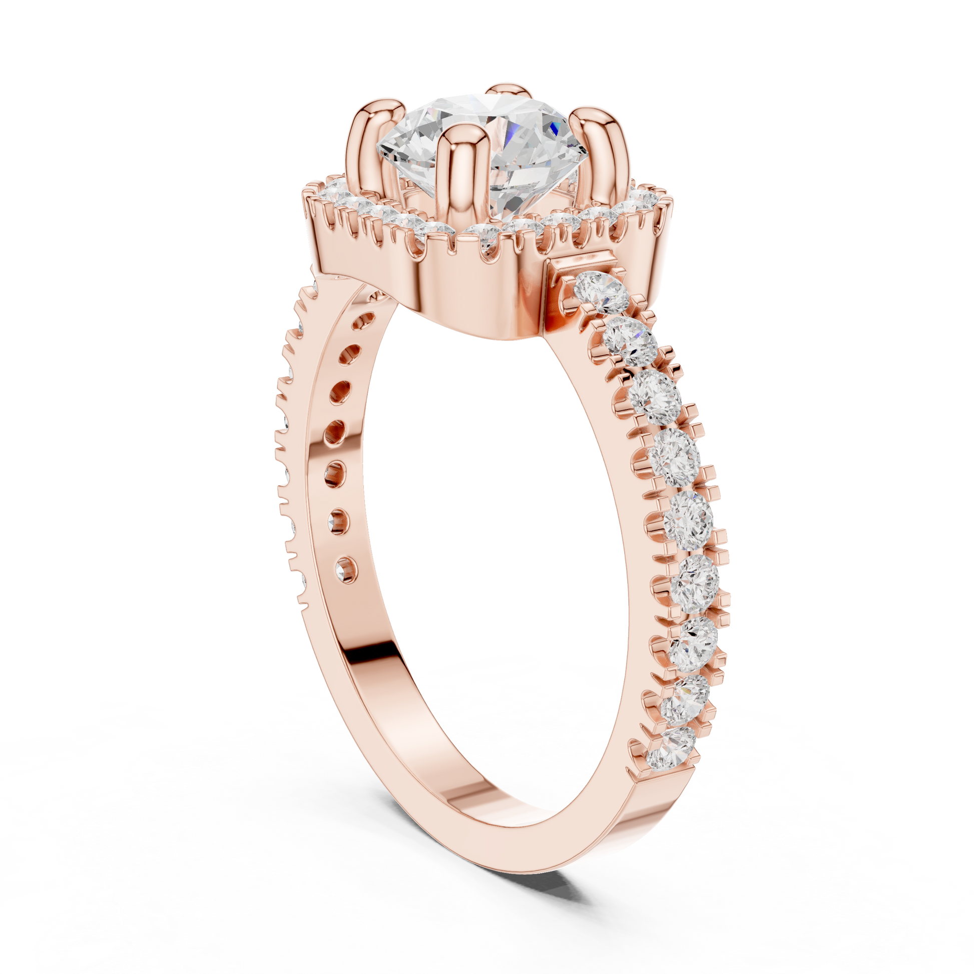 Round Cut Lab Grown Diamond Ring in Rose Gold