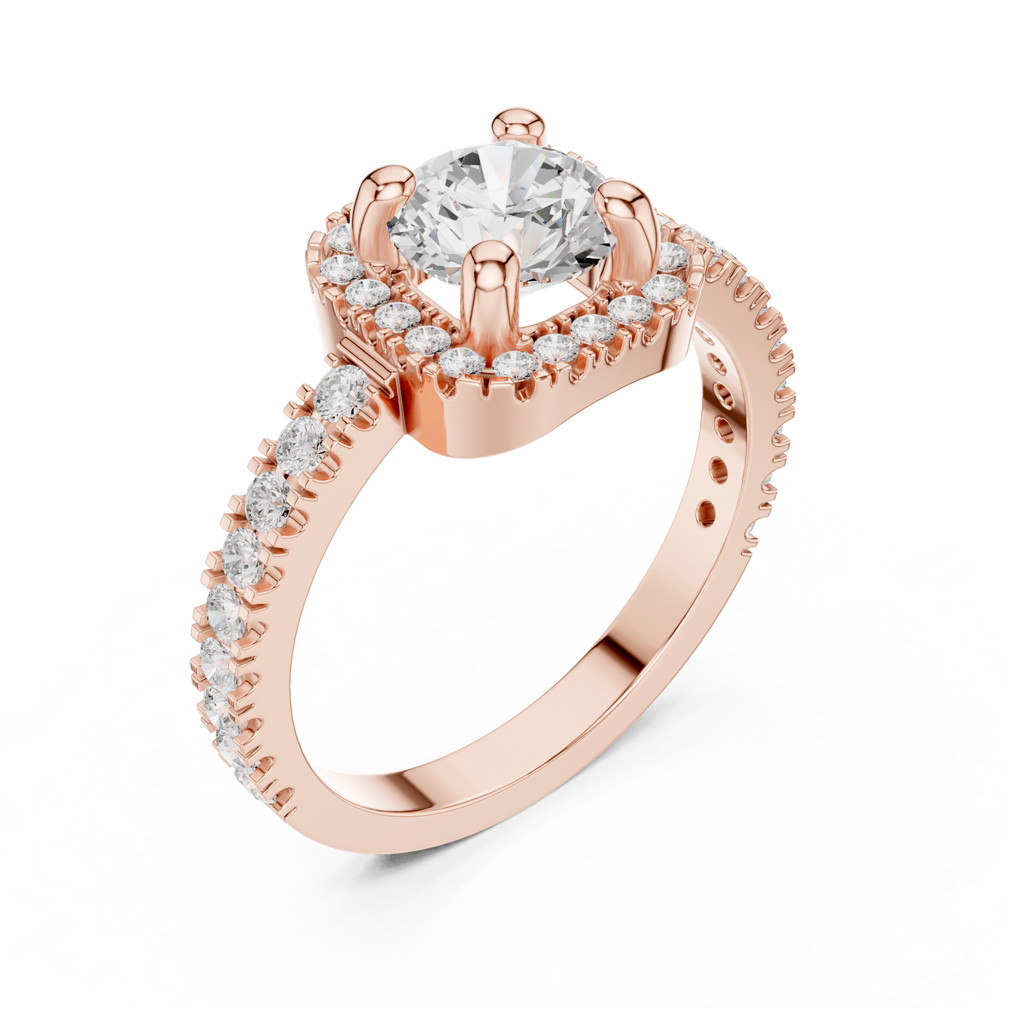 Round Cut Lab Grown Diamond Ring in Rose Gold