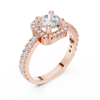 Round Cut Lab Grown Diamond Ring in Rose Gold