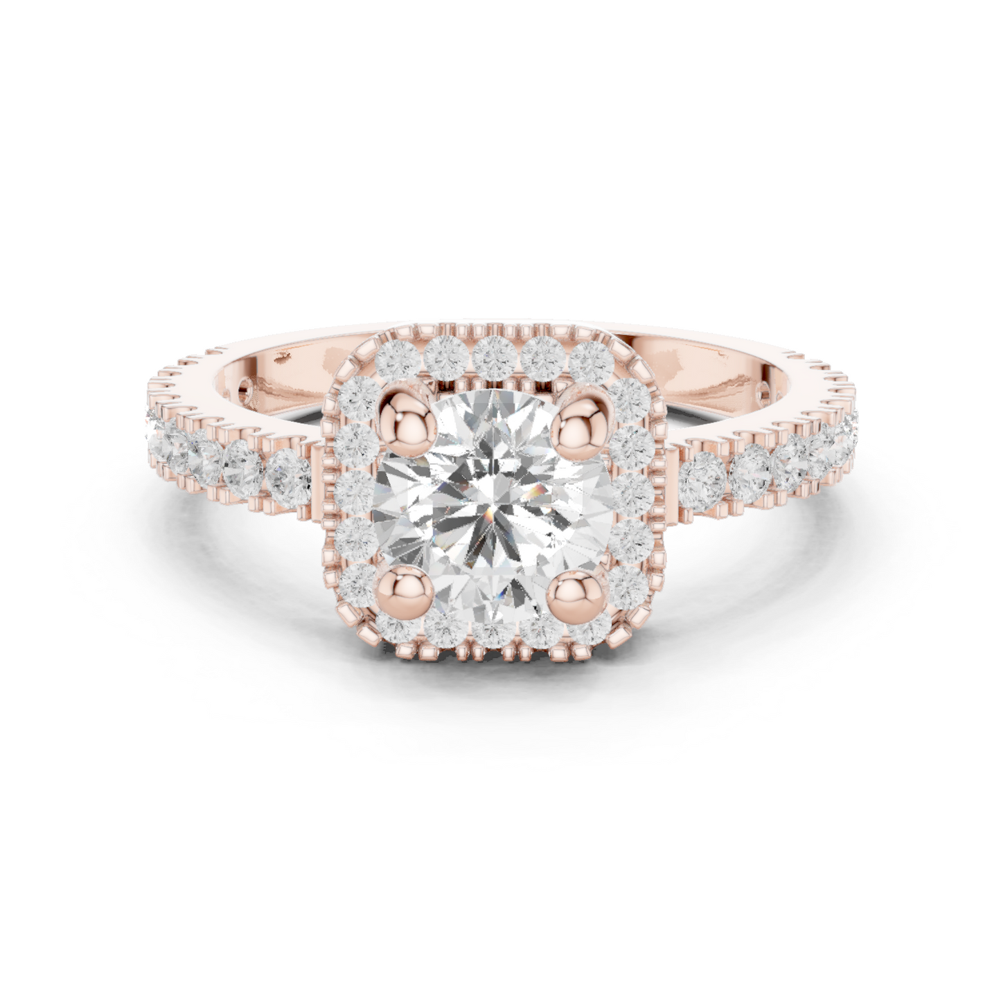 Round Cut Lab Grown Diamond Ring in Rose Gold