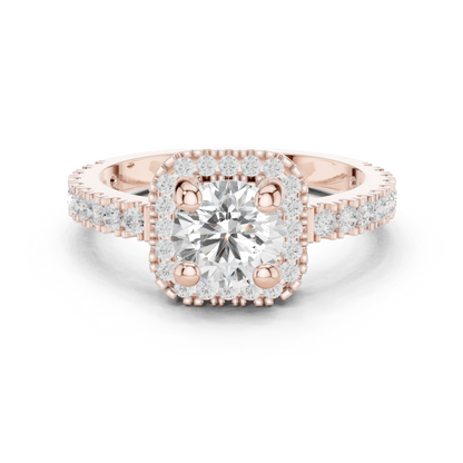 Round Cut Lab Grown Diamond Ring in Rose Gold