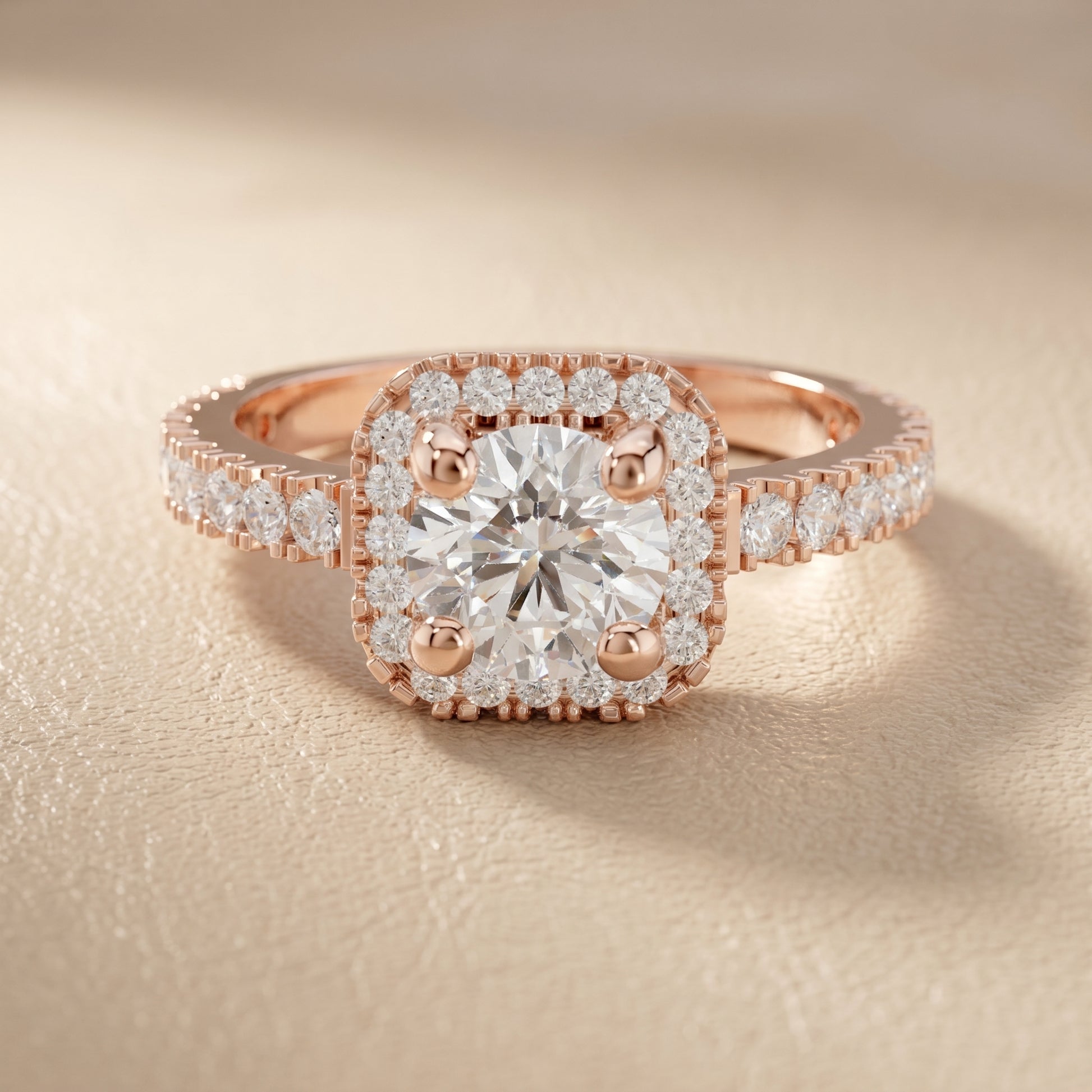 Round Cut Lab Grown Diamond Ring in Rose Gold