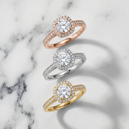 Round Cut Lab Grown Diamond Ring in White Gold