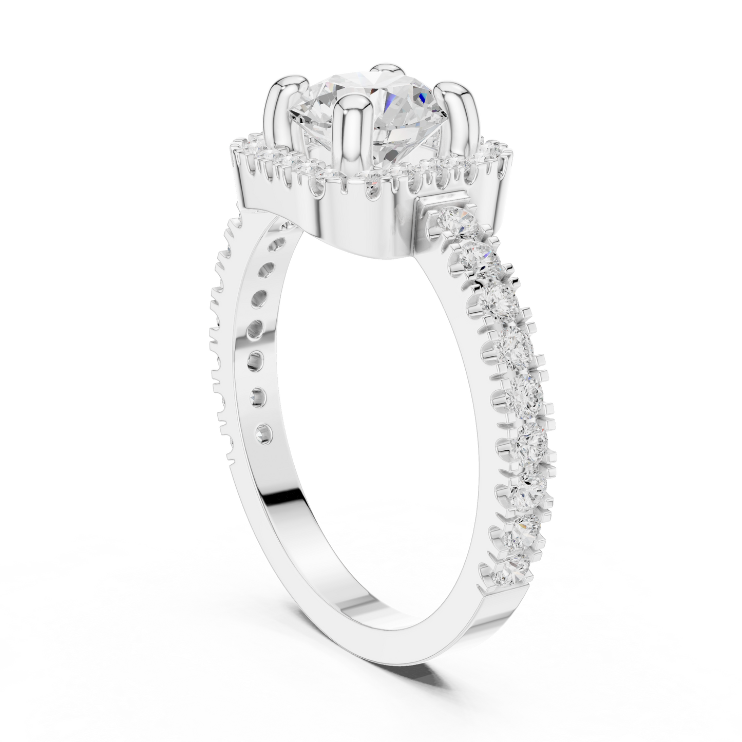 Round Cut Lab Grown Diamond Ring in White Gold