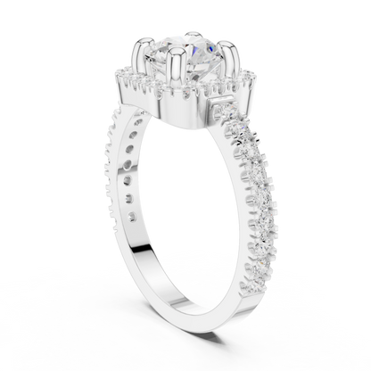 Round Cut Lab Grown Diamond Ring in White Gold