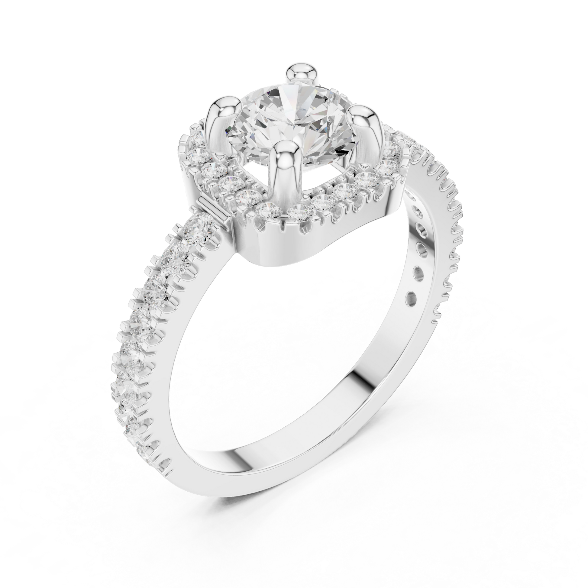 Round Cut Lab Grown Diamond Ring in Platinum