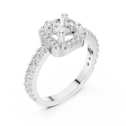 Round Cut Lab Grown Diamond Ring in Silver