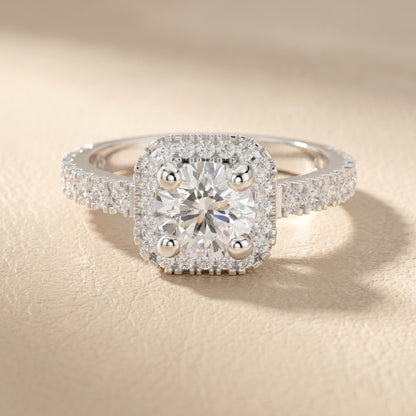 Round Cut Lab Grown Diamond Ring in White Gold