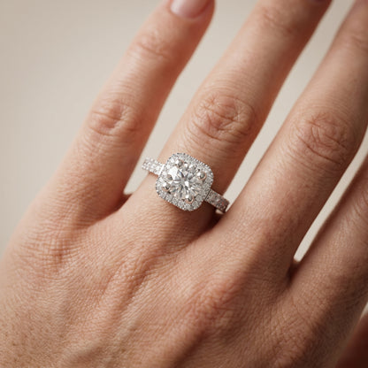 Round Cut Lab Grown Diamond Ring in Platinum