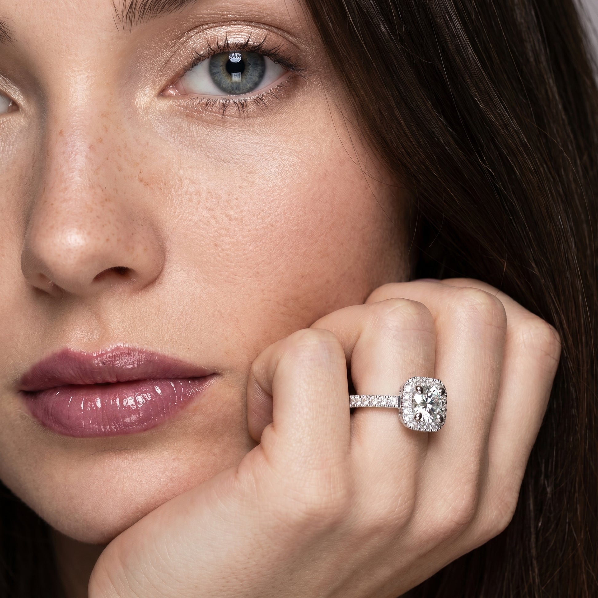 Round Cut Lab Grown Diamond Ring in White Gold