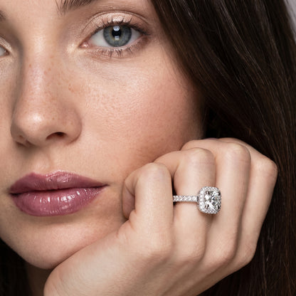 Round Cut Lab Grown Diamond Ring in Silver