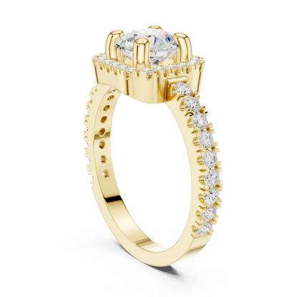 Round Cut Lab Grown Diamond Ring in Yellow Gold