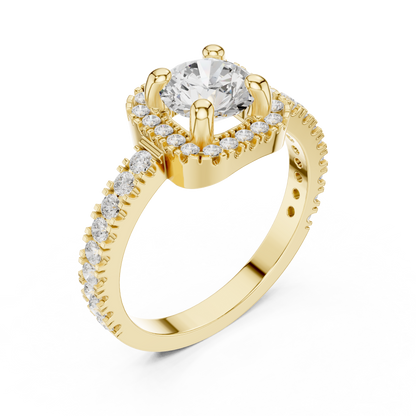 Round Cut Lab Grown Diamond Ring in Yellow Gold