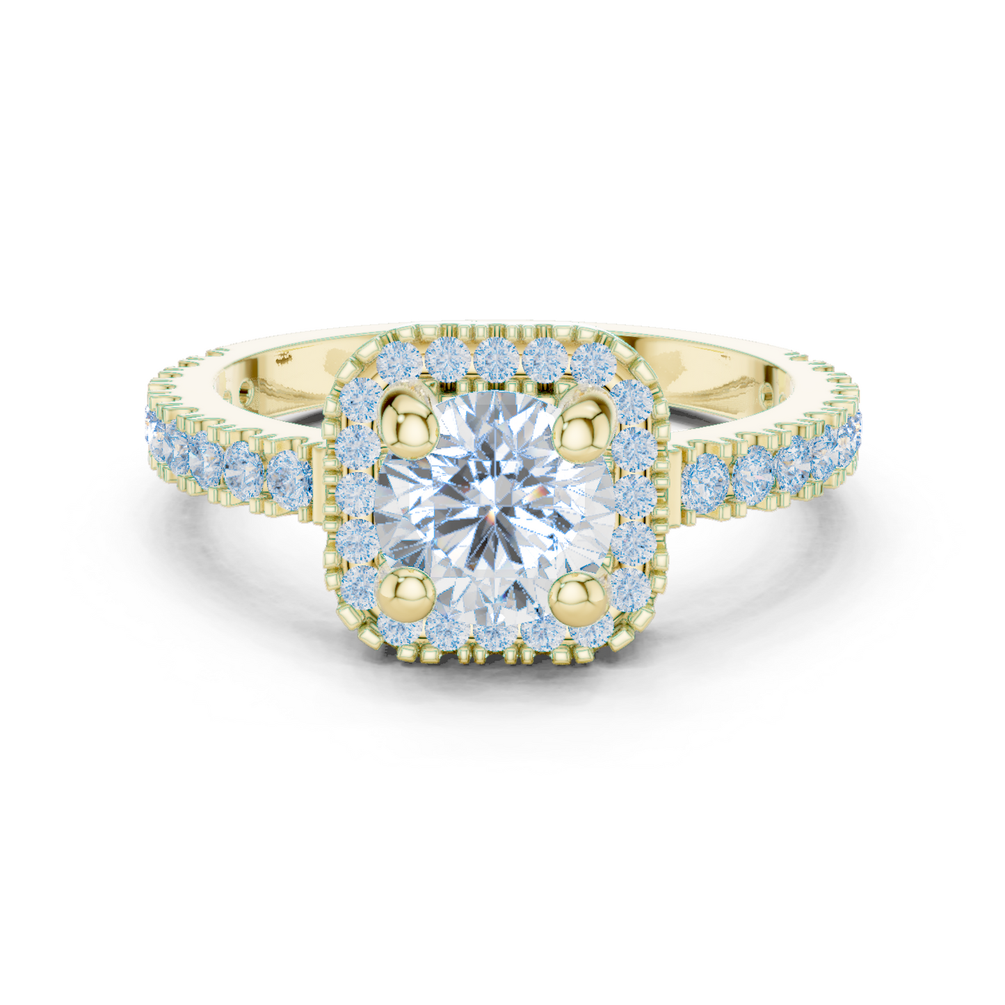 Round Cut Lab Grown Diamond Ring in Yellow Gold