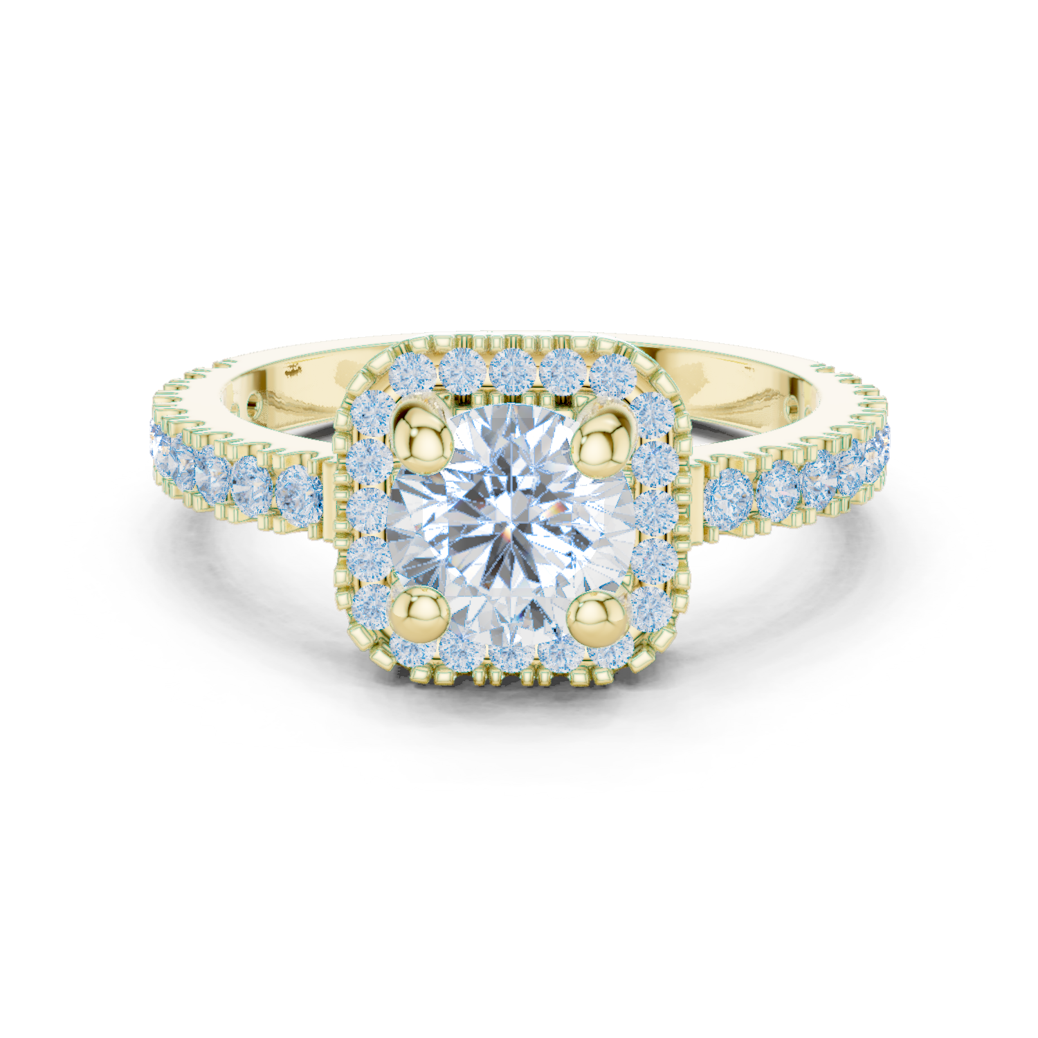 Round Cut Lab Grown Diamond Ring in Yellow Gold