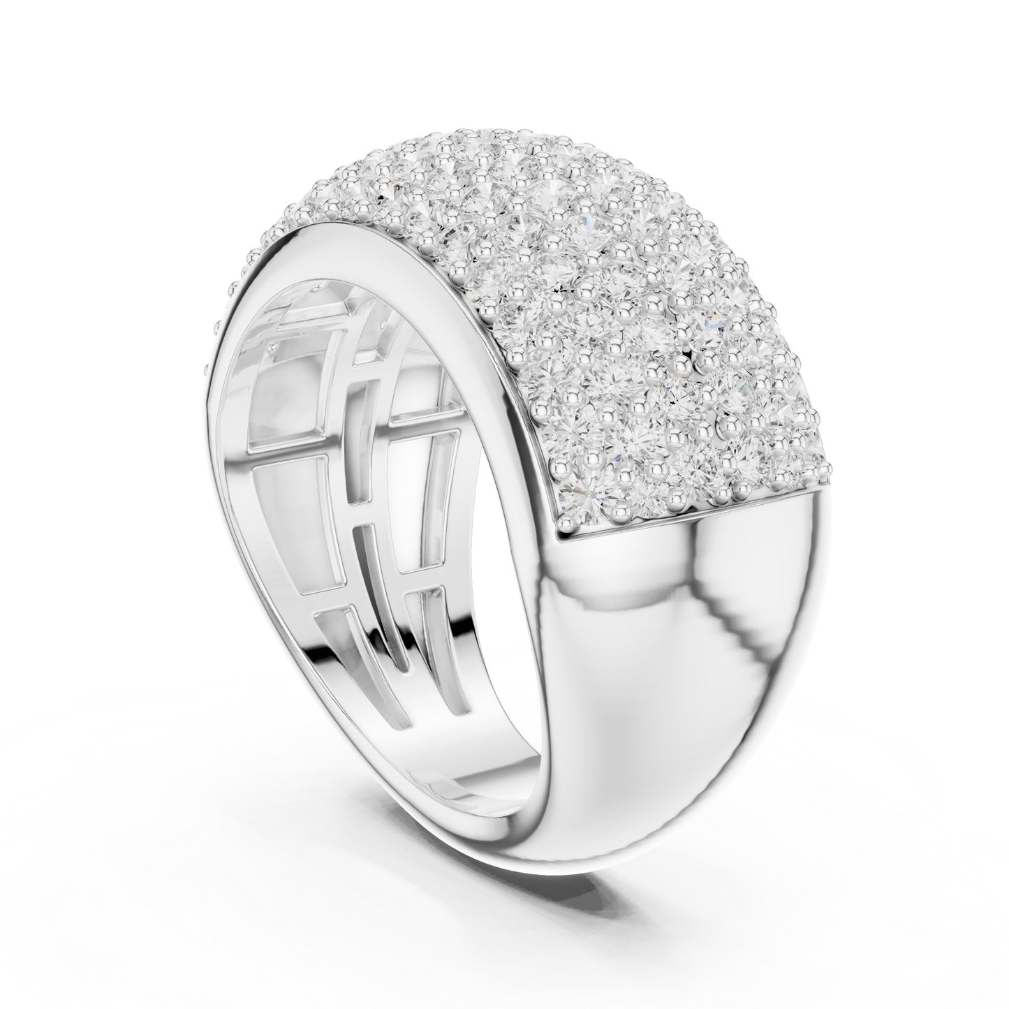 Round Cut Lab Grown Diamond Ring in Silver