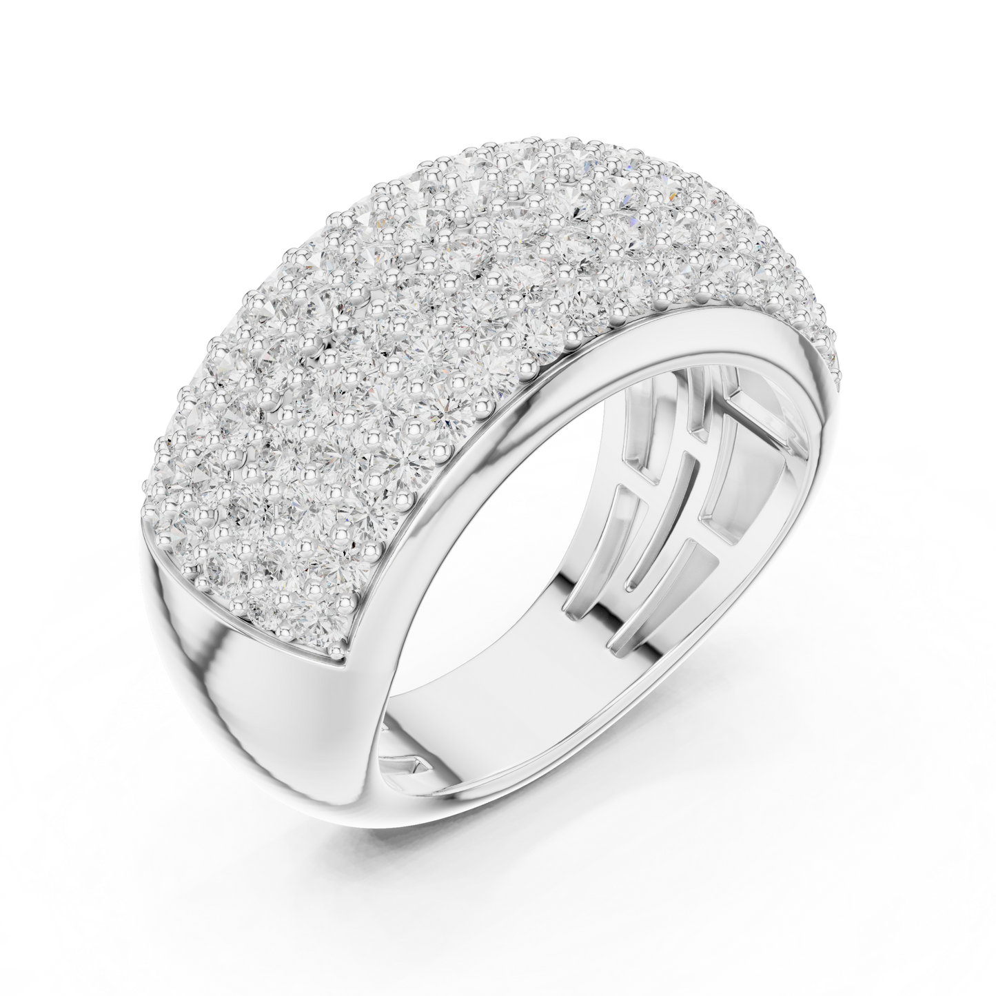 Round Cut Lab Grown Diamond Ring in Silver