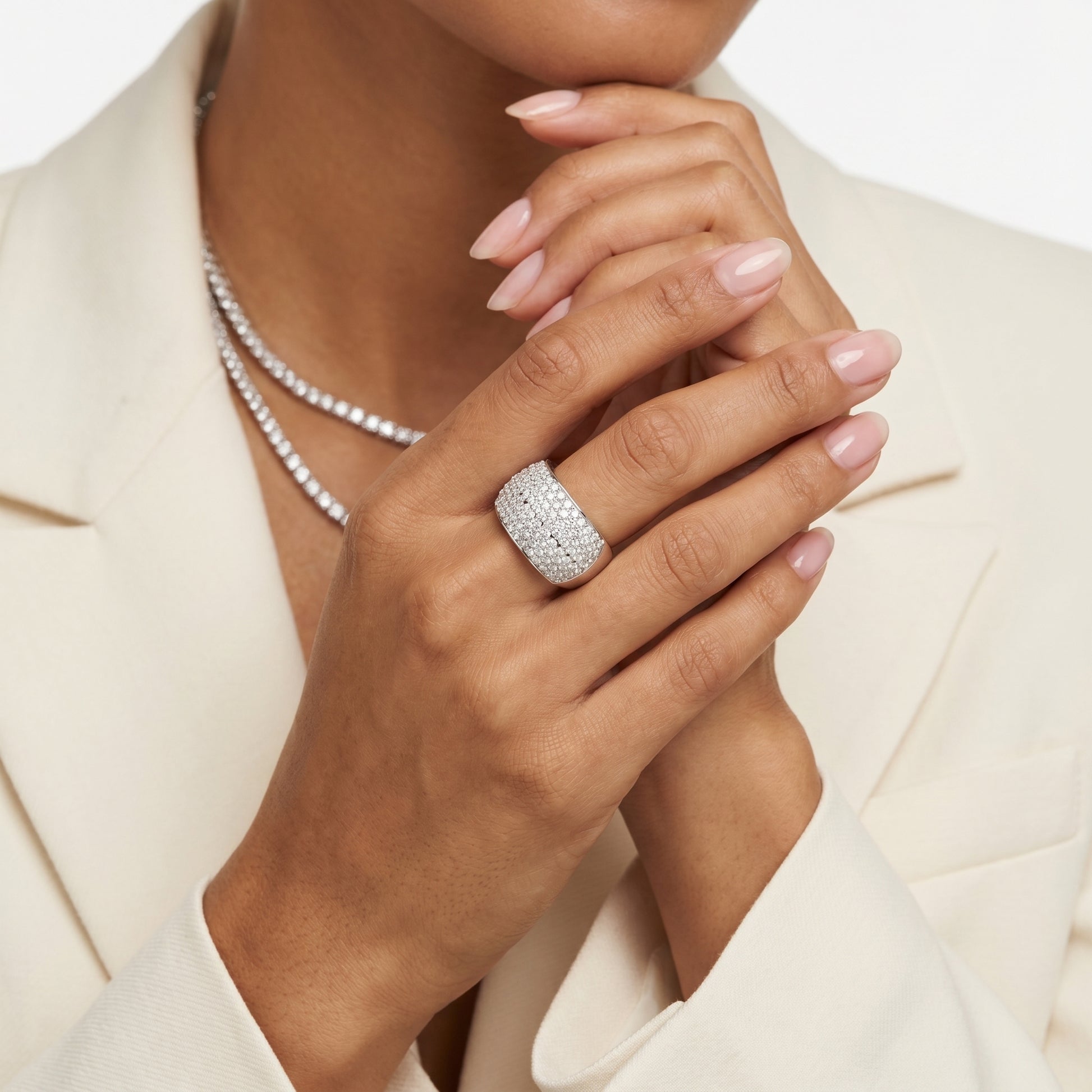 Round Cut Lab Grown Diamond Ring in White Gold