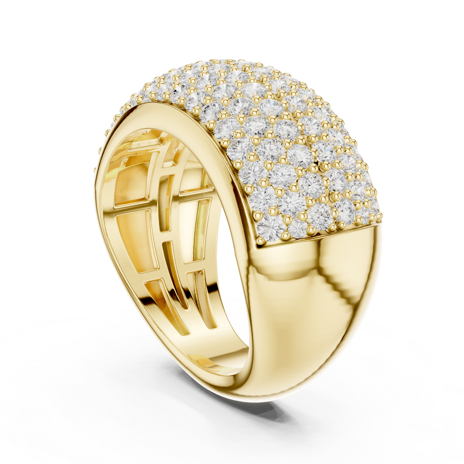 Round Cut Lab Grown Diamond Ring in Yellow Gold