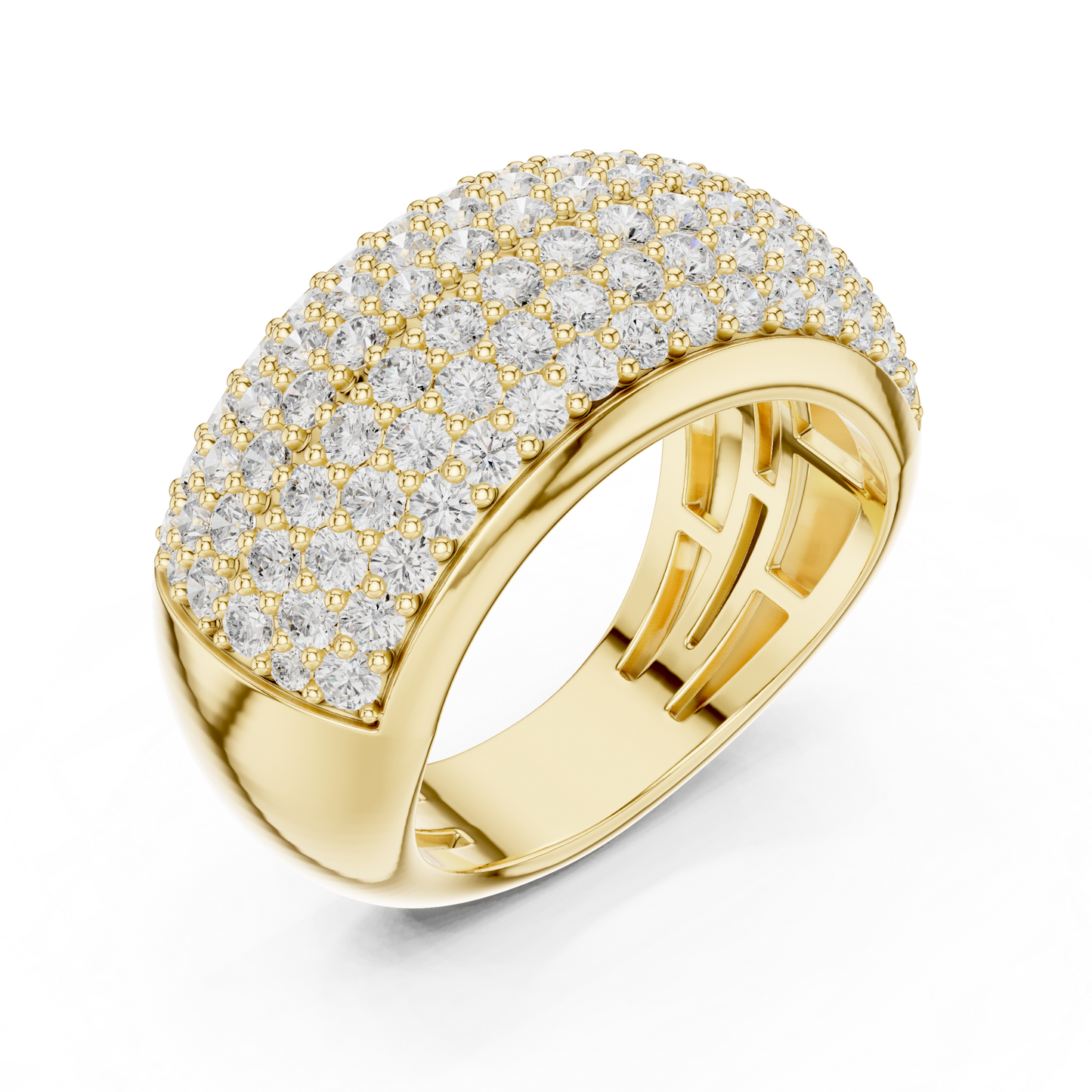 Round Cut Lab Grown Diamond Ring in Yellow Gold