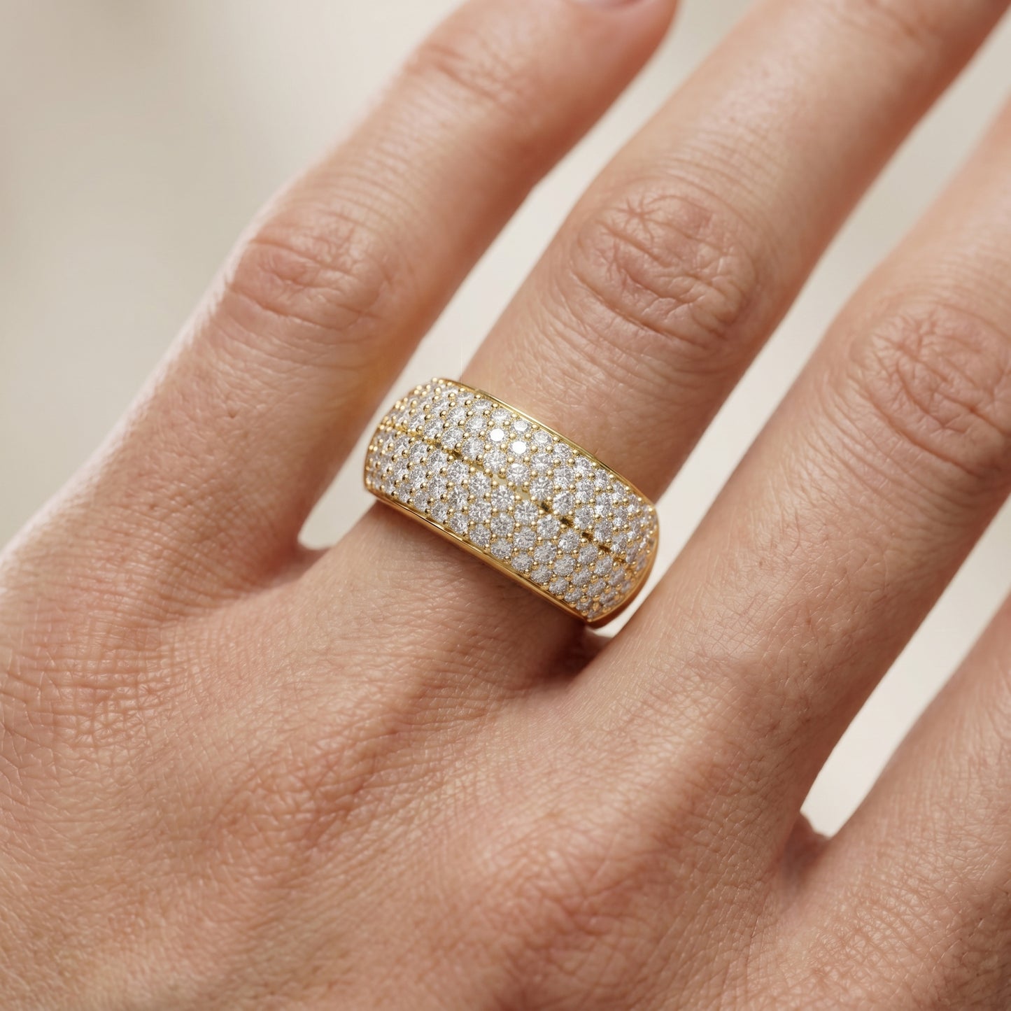 Round Cut Lab Grown Diamond Ring in Yellow Gold