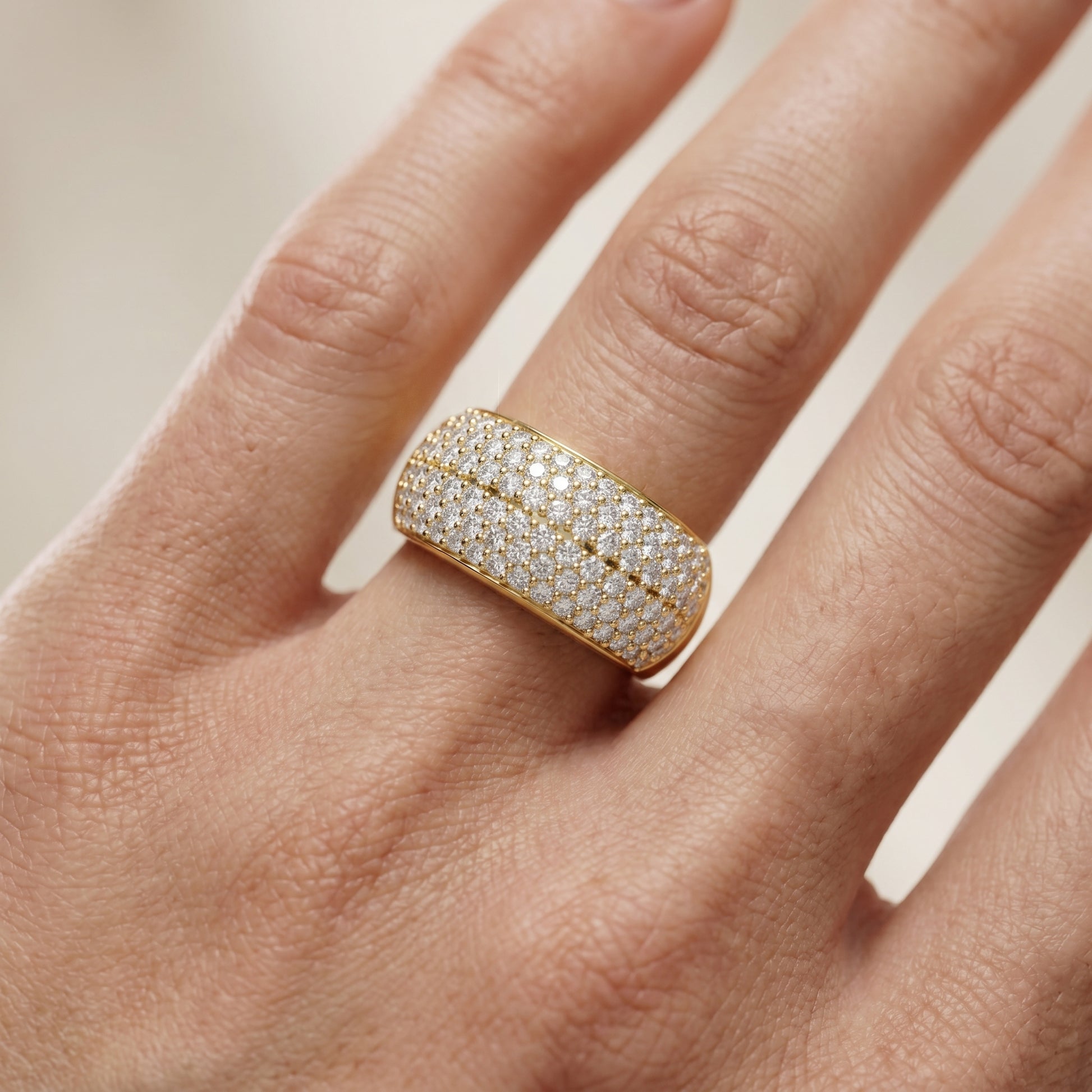 Round Cut Lab Grown Diamond Ring in Yellow Gold