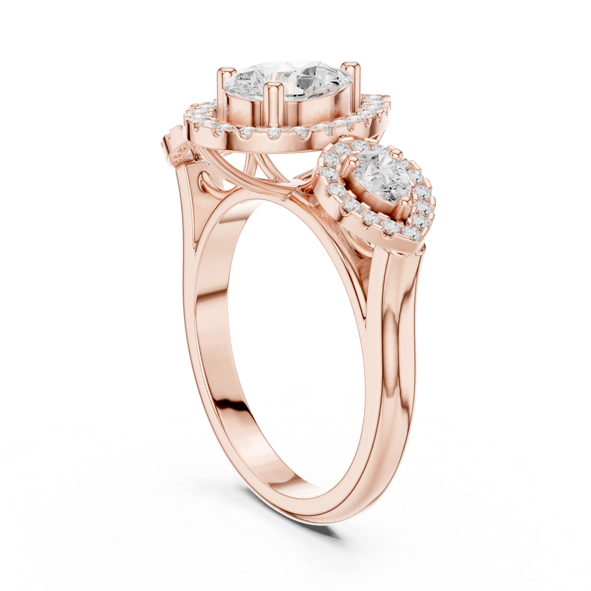 Pear Round Cut Lab Grown Diamond Ring in Rose Gold