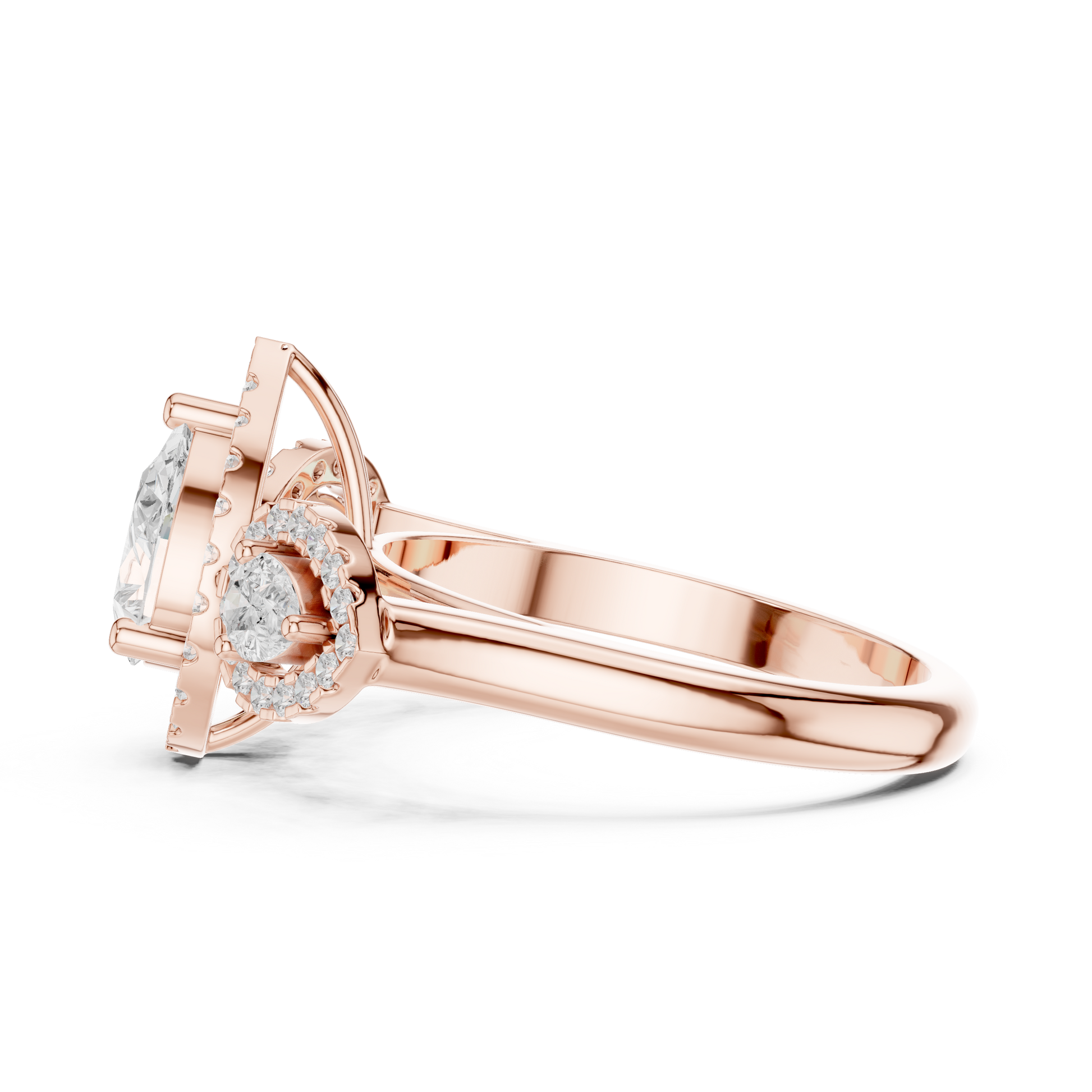 Pear Round Cut Lab Grown Diamond Ring in Rose Gold
