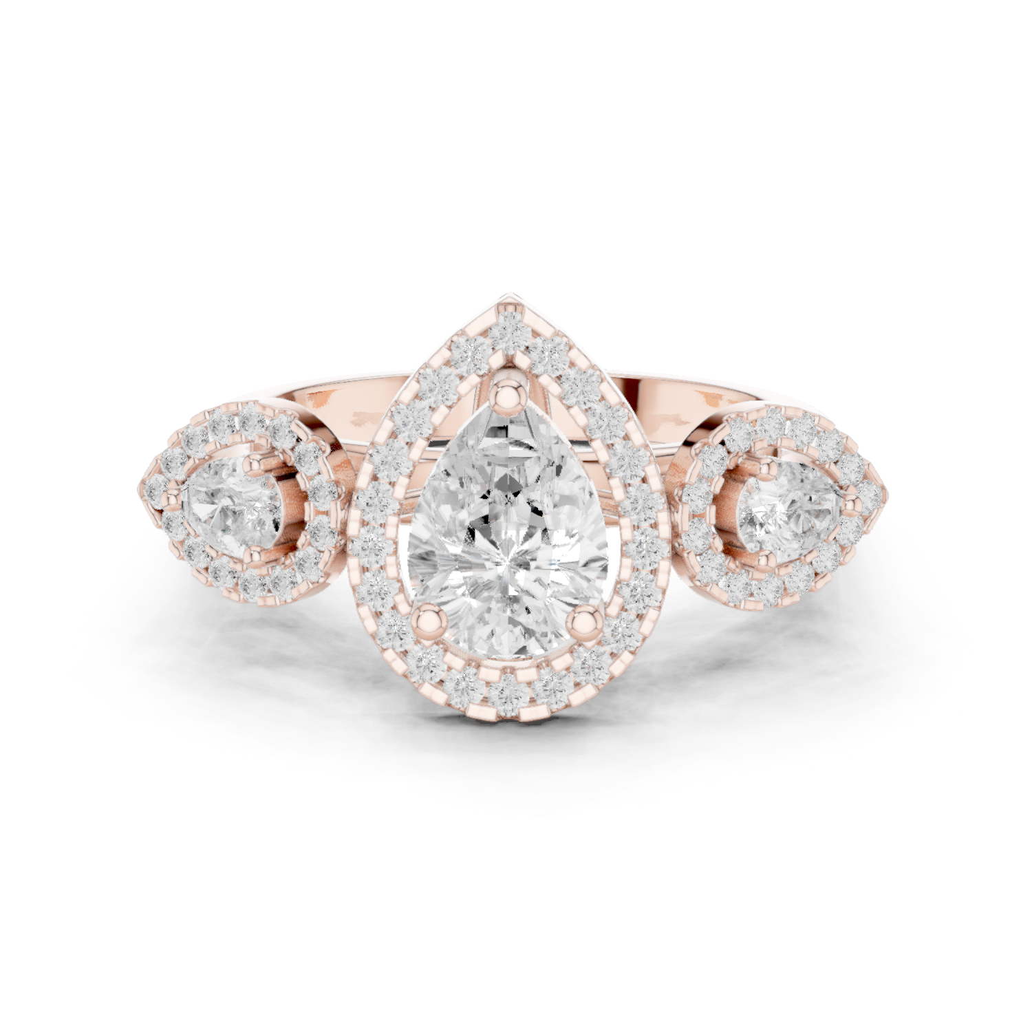 Pear Round Cut Lab Grown Diamond Ring in Rose Gold