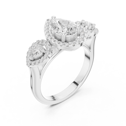 Pear Round Cut Lab Grown Diamond Ring in Platinum