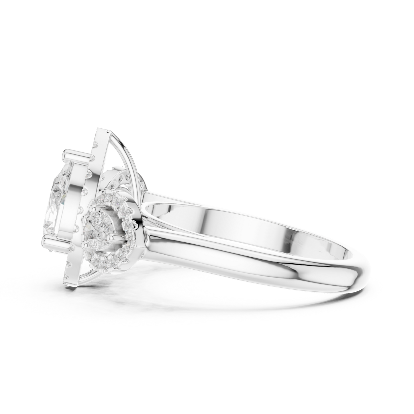 Pear Round Cut Lab Grown Diamond Ring in White Gold
