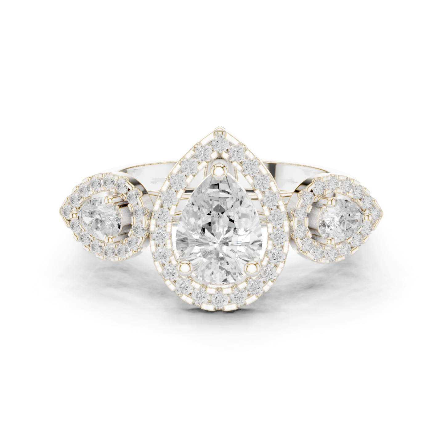 Pear Round Cut Lab Grown Diamond Ring in White Gold