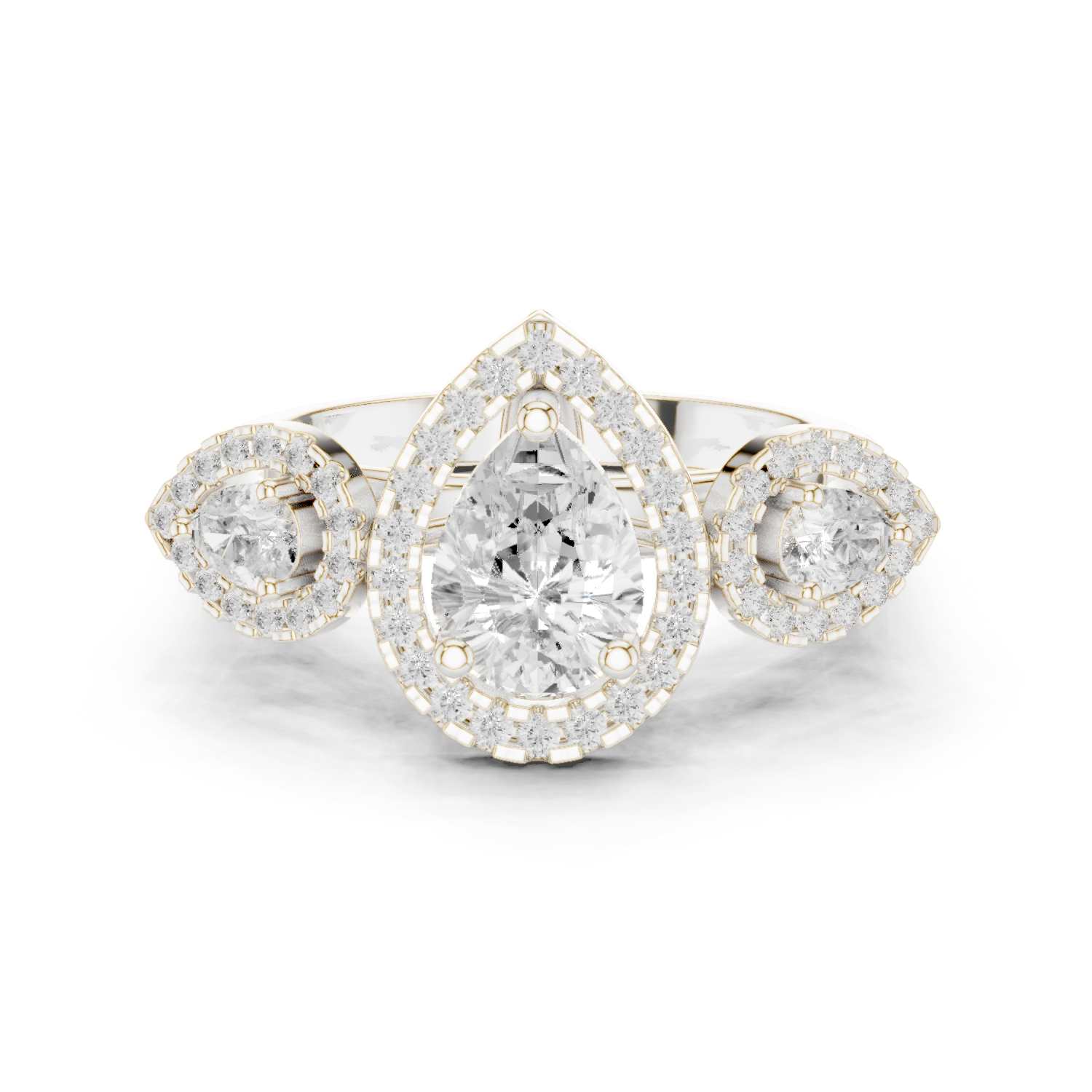 Pear Round Cut Lab Grown Diamond Ring in White Gold