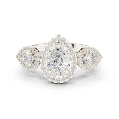 Pear Round Cut Lab Grown Diamond Ring in White Gold