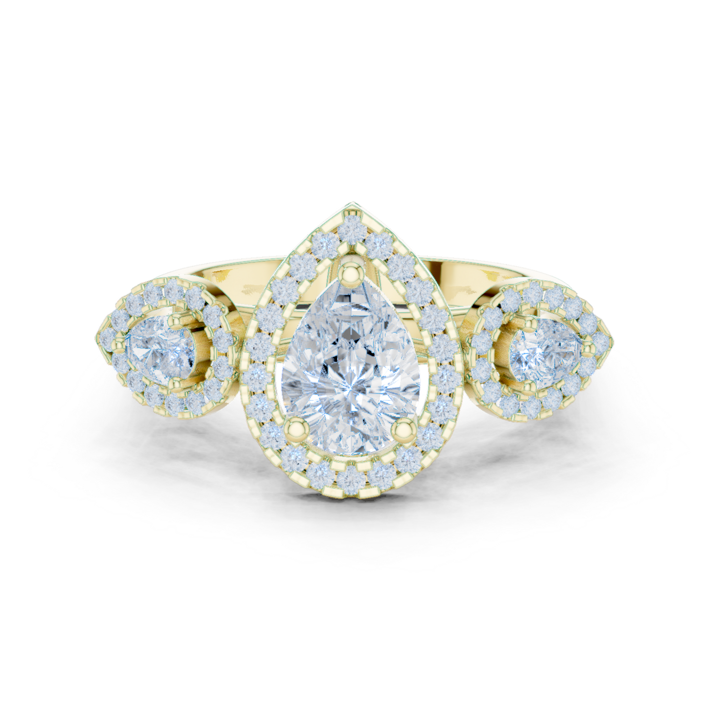 Pear Round Cut Lab Grown Diamond Ring in Yellow Gold