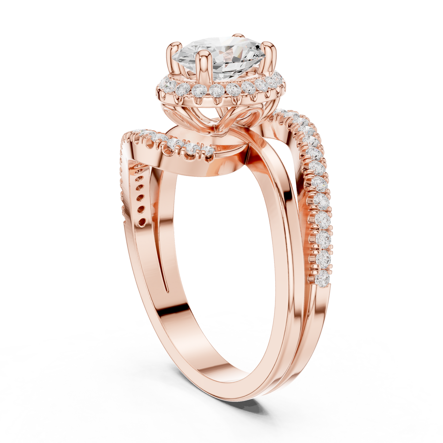 Oval Round Cut Lab Grown Diamond Ring in Rose Gold