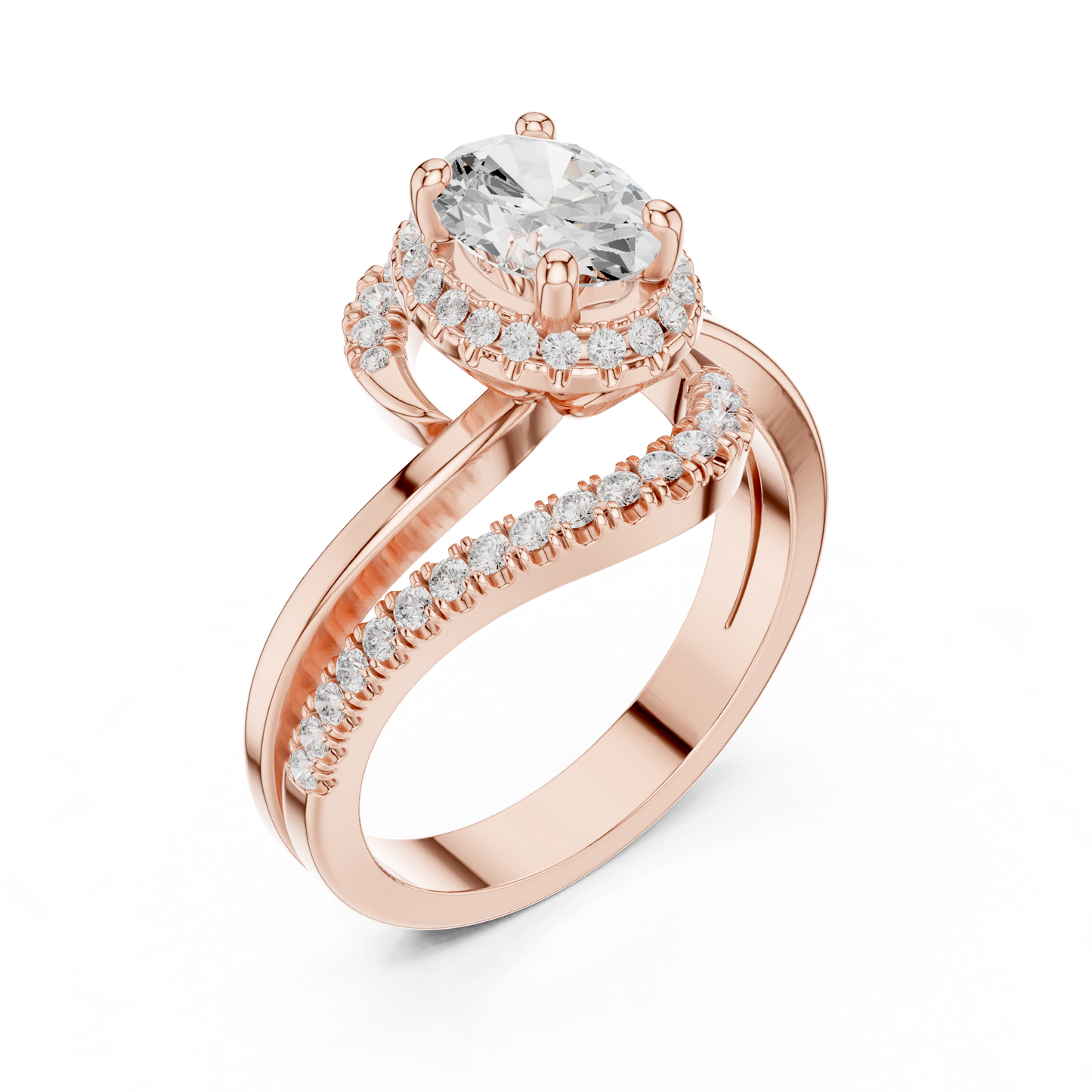 Oval Round Cut Lab Grown Diamond Ring in Rose Gold