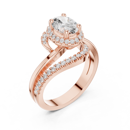 Oval Round Cut Lab Grown Diamond Ring in Rose Gold
