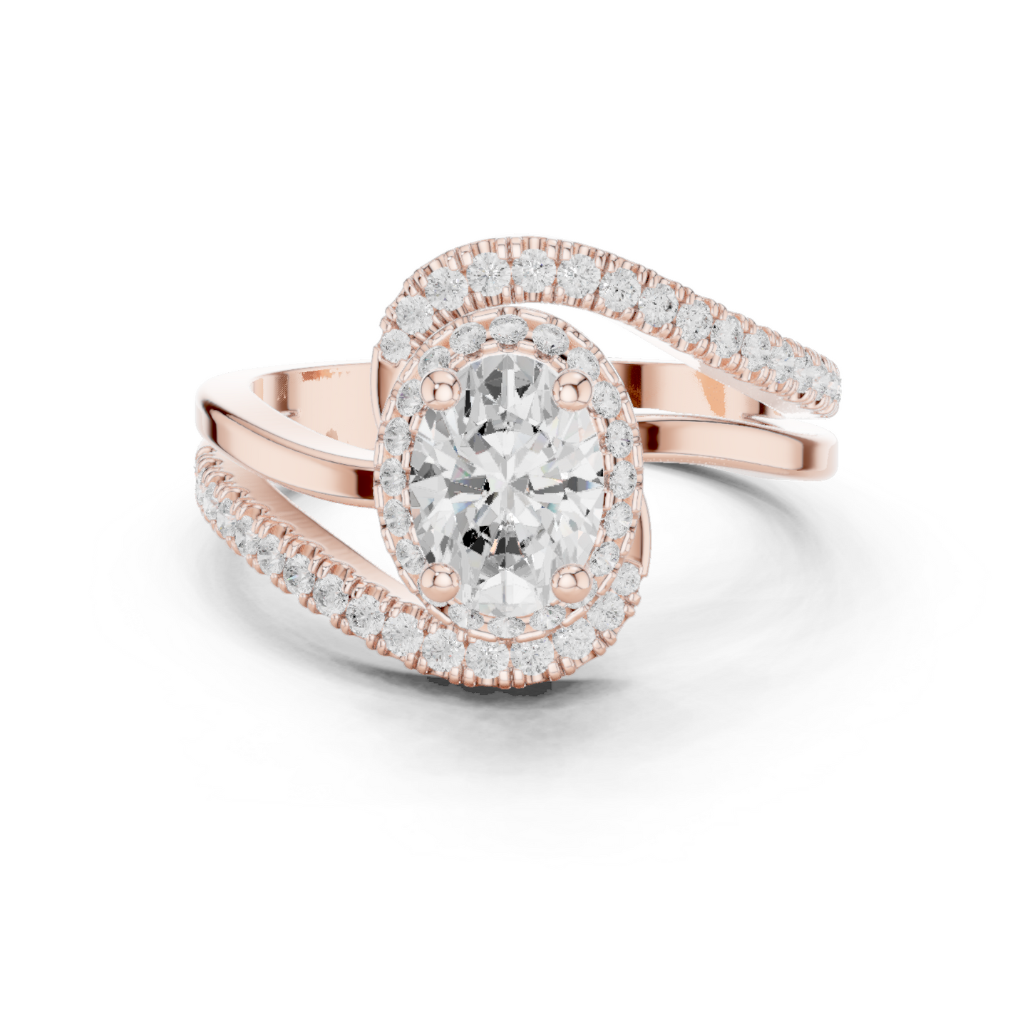 Oval Round Cut Lab Grown Diamond Ring in Rose Gold