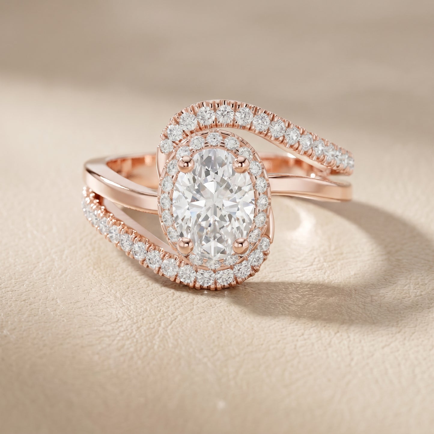 Oval Round Cut Lab Grown Diamond Ring in Rose Gold