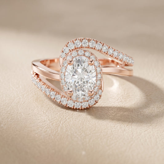 Oval Round Cut Lab Grown Diamond Ring in Rose Gold