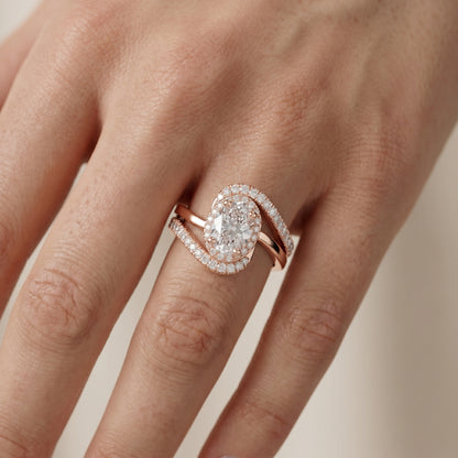 Oval Round Cut Lab Grown Diamond Ring in Rose Gold