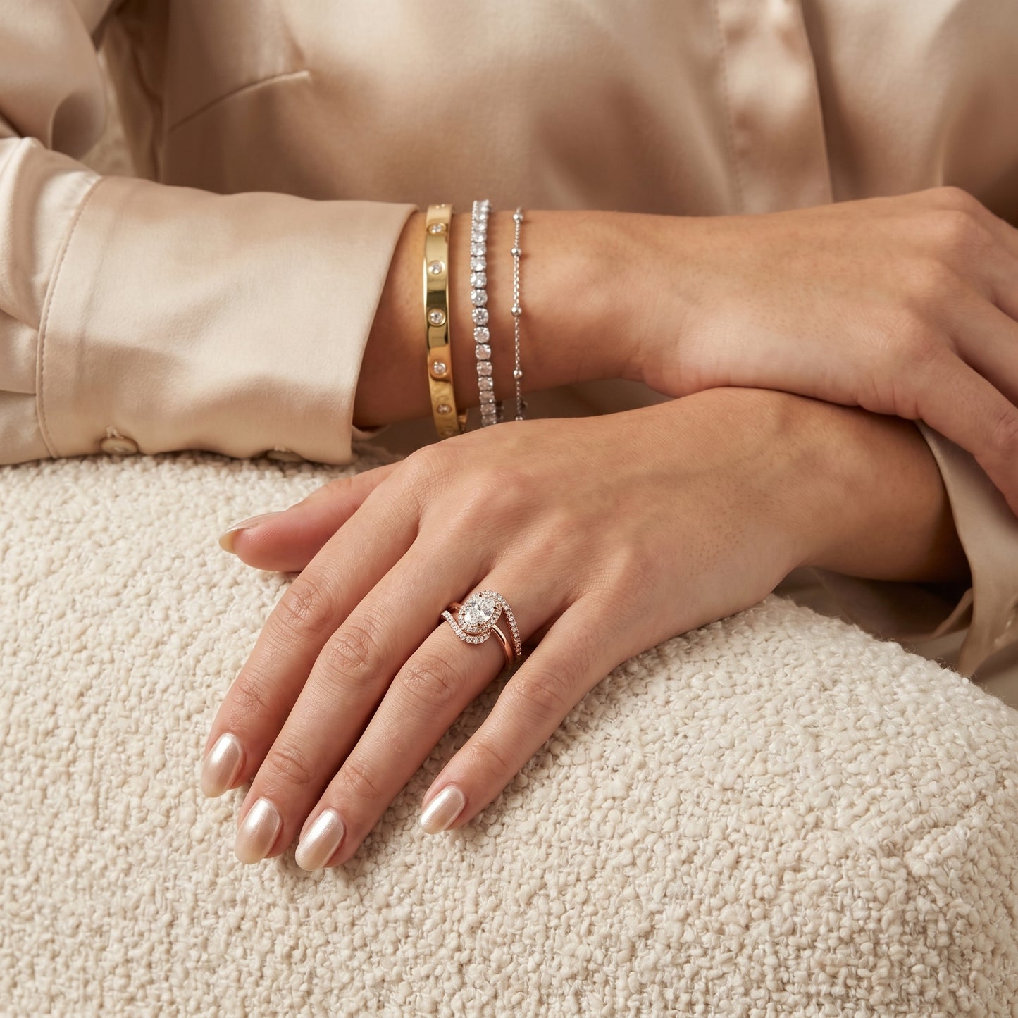 Oval Round Cut Lab Grown Diamond Ring in Rose Gold