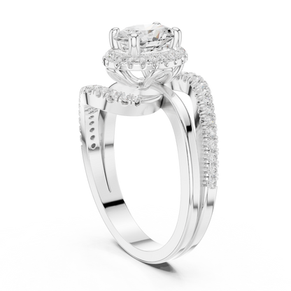 Oval Round Cut Lab Grown Diamond Ring in White Gold