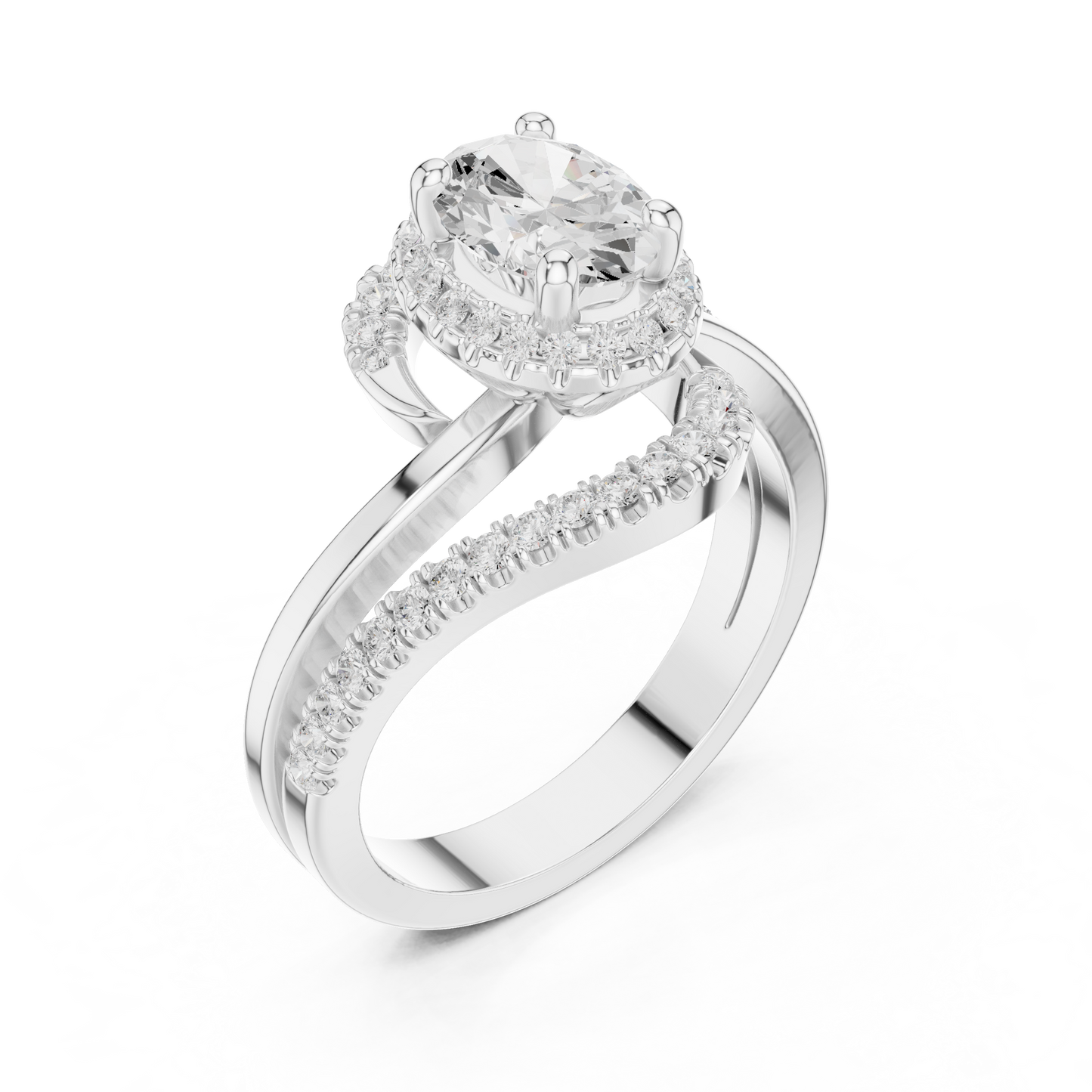Oval Round Cut Lab Grown Diamond Ring in Platinum