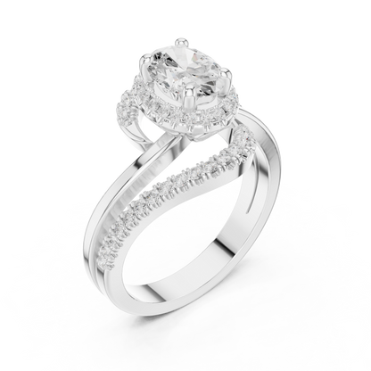 Oval Round Cut Lab Grown Diamond Ring in Platinum